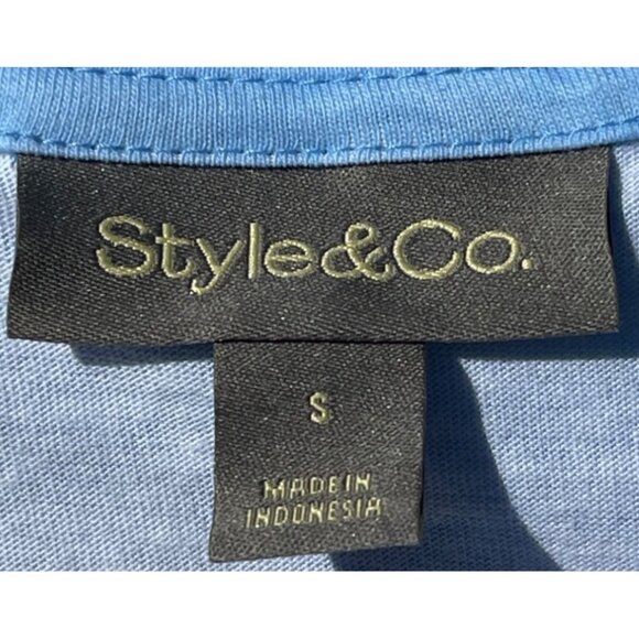 Lot of 2 Style &Co. Womens Small  V-Neck Sleeveless Tank Tops solid blue and sun - Picture 3 of 7